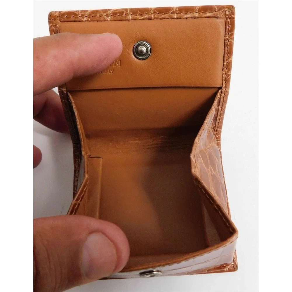 Giorgio Armani Brown Genuine Alligator Coin Case Italy